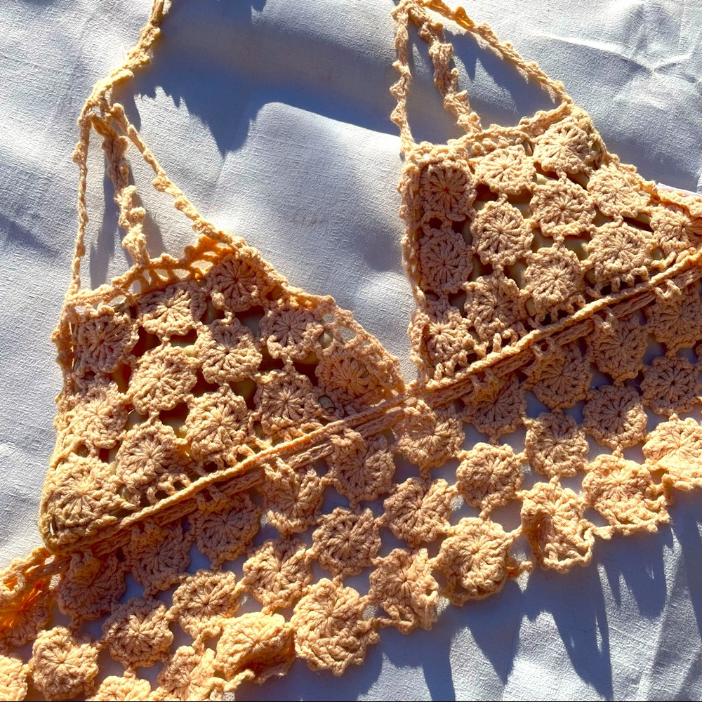 Vintage Crocheted Top Bikini Festival Crop size S